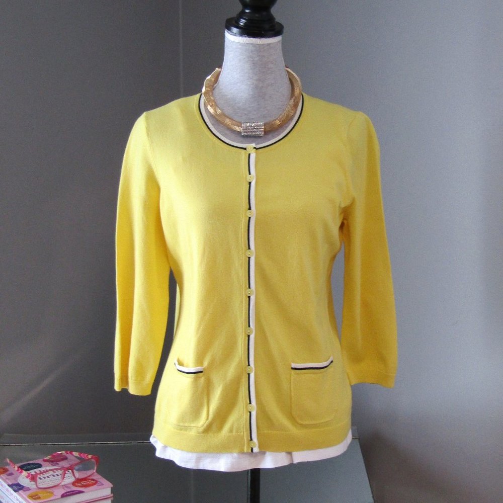 NWT Talbots Petites Pima Cotton Yellow Cardigan